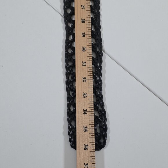 i Blues Vtg Plaited Leather Belt Womens Black Braided Buckle Whimsigoth Elegant - Picture 5 of 12